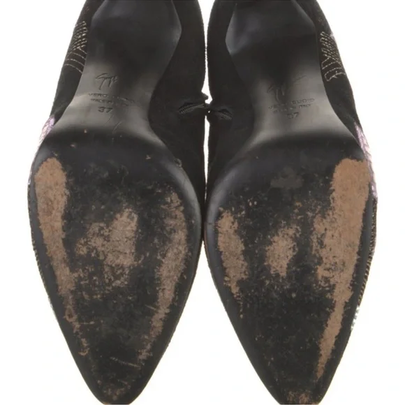 Giuseppe Zanotti Black and Multicolor Geometric Heeled Boots - Picture 5 of 7